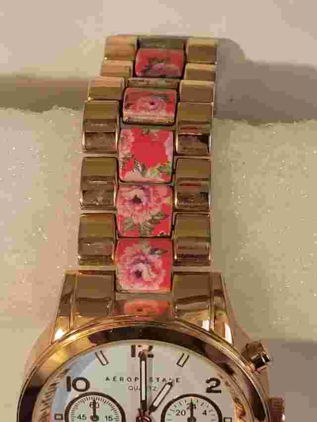 Aeropostale Floral Band Rose-Tone Ladies Chronograph Watch