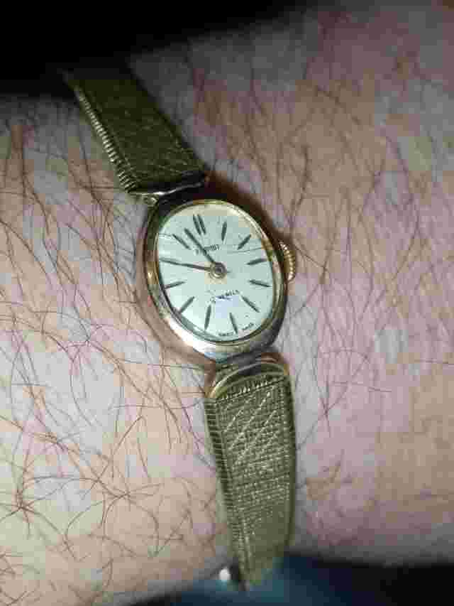 Vintage Rare Swiss  PIERPONT 17 Jewels Oval Dial Ladies Bracelet Watch Gold Plat