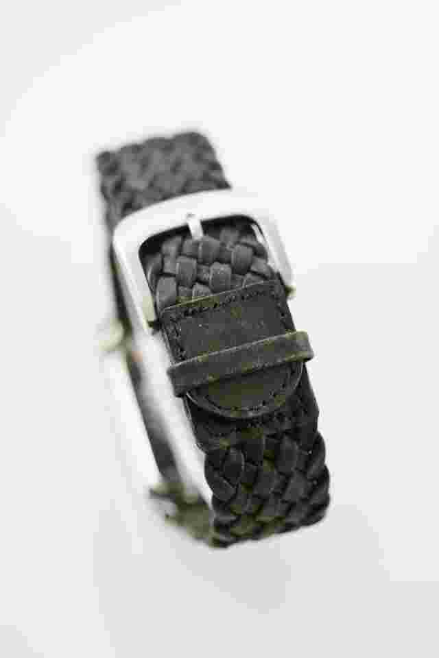 Apt 9 Watch Men Silver Stainless Leather Black Water Resistant Date Gray Quartz