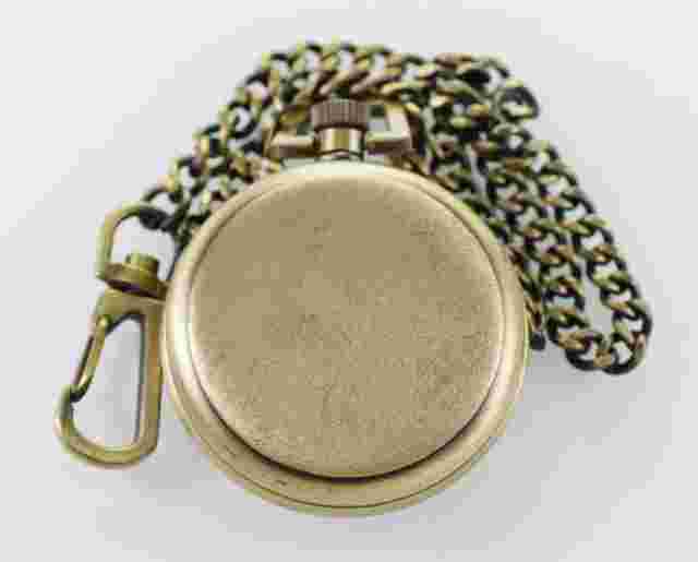 Majestron Watch Mens Beige Pocket Stainless Steel Retro Gold Battery Casual