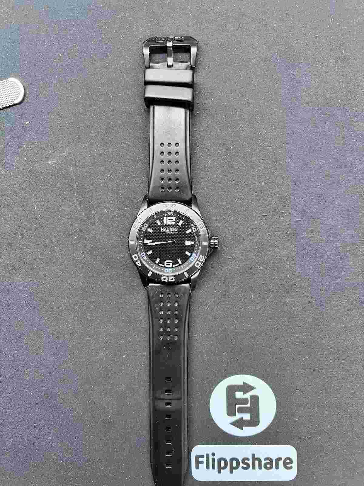 Haurex Italy Men's 3N500UJN Factor Coated Steel Rotating Bezel Black Date Watch