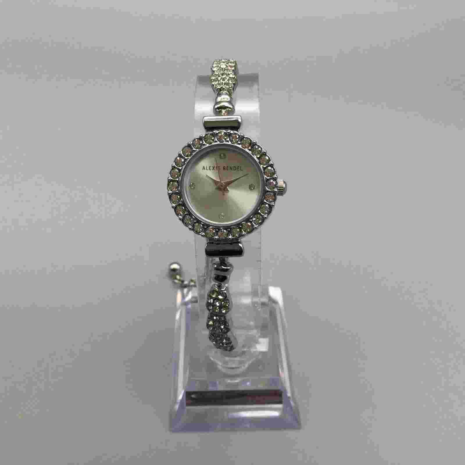 Alexis Bendel Watch Women 23mm Silver Tone Bling Adjustable Bracelet Band