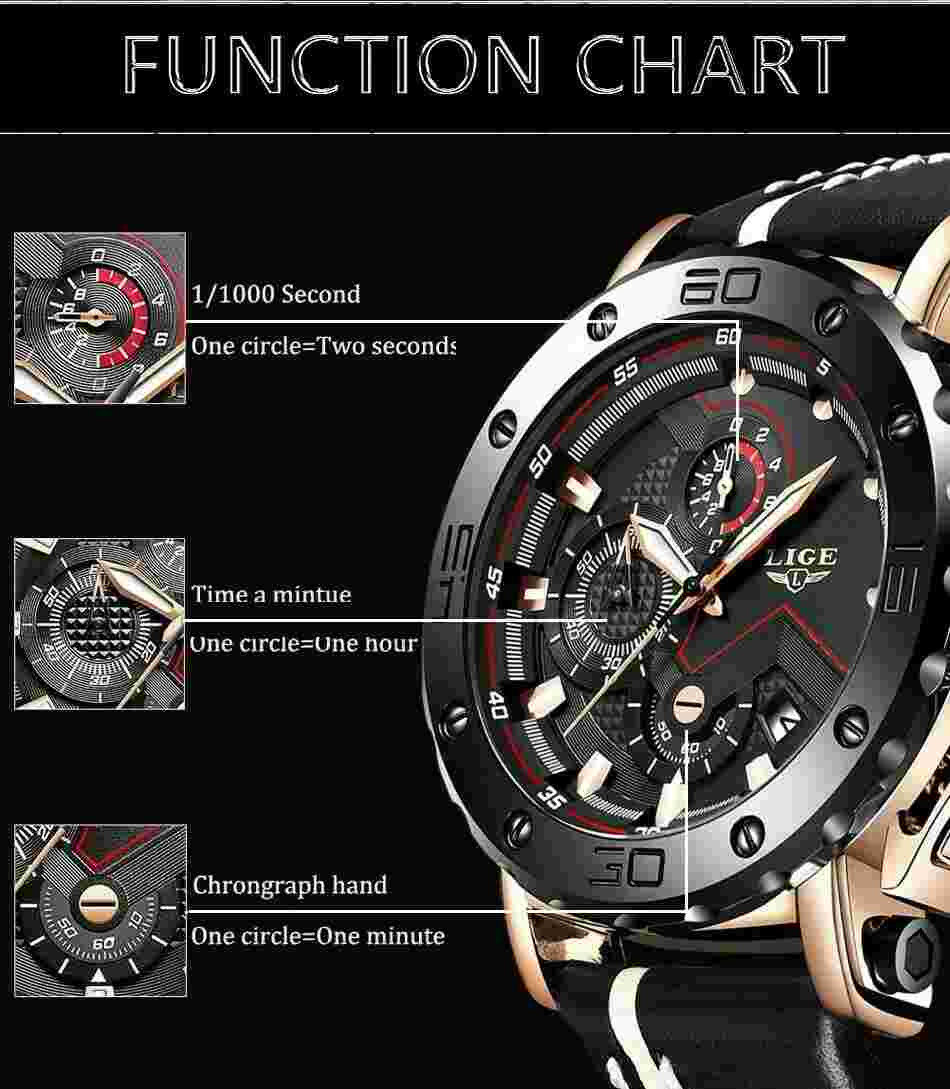 Superb Watch Luxury Military Top Quality Man Leather Date Chronograph Waterproof