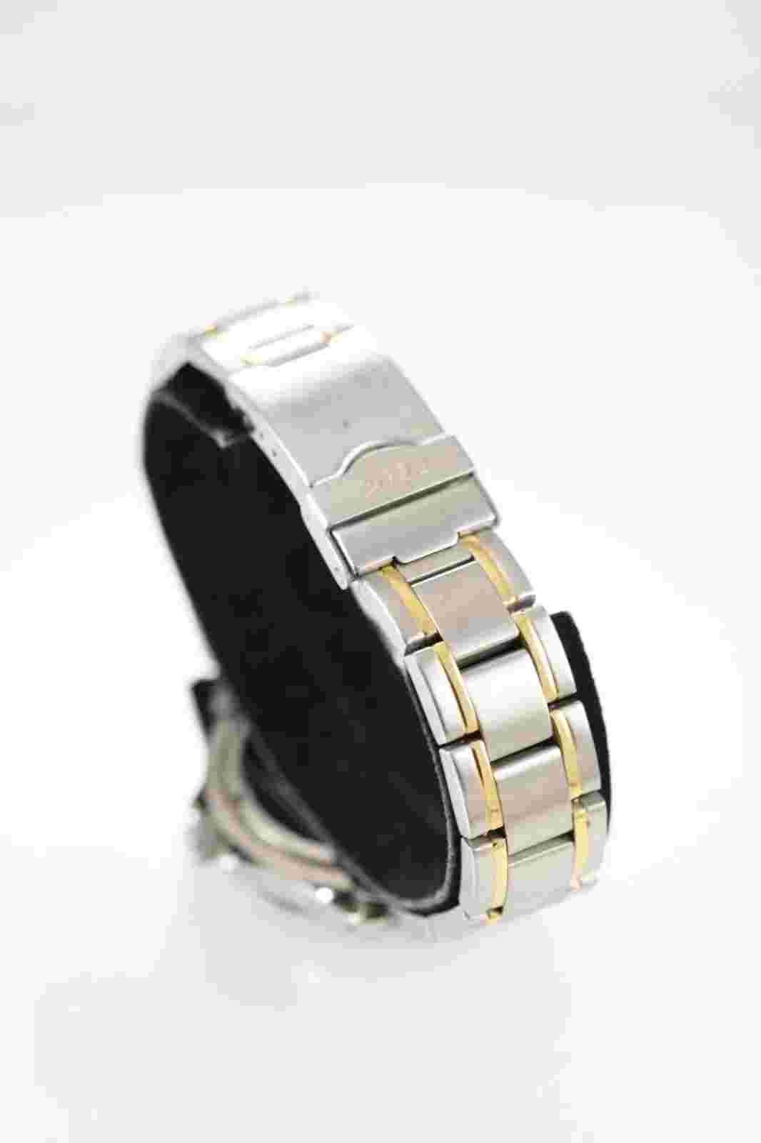 Relic Wet Watch Men Stainless Silver Gold Day Date 24hr Battery Blue 50m Quartz
