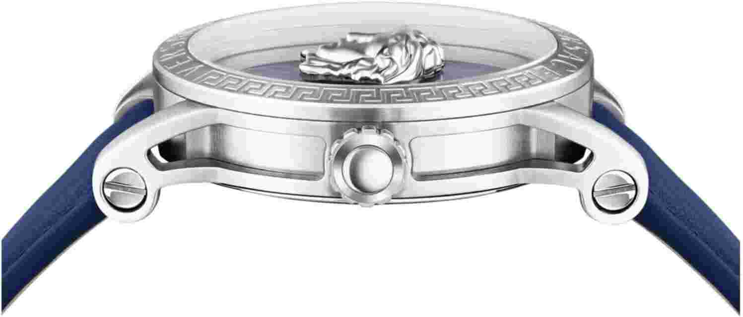 Versace VESN00122 V-Code Palazzo silver blue Leather Men's Watch