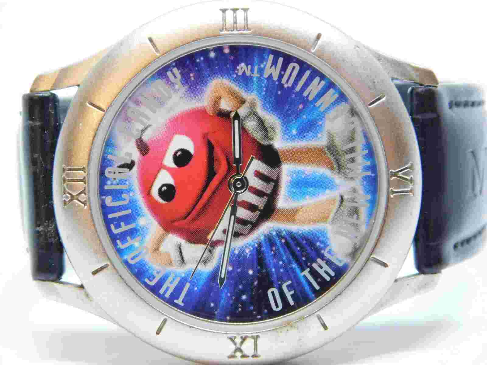 M&Ms 1998 Limited Edition Genuine Leather Quartz Analog Unisex Watch New Battery
