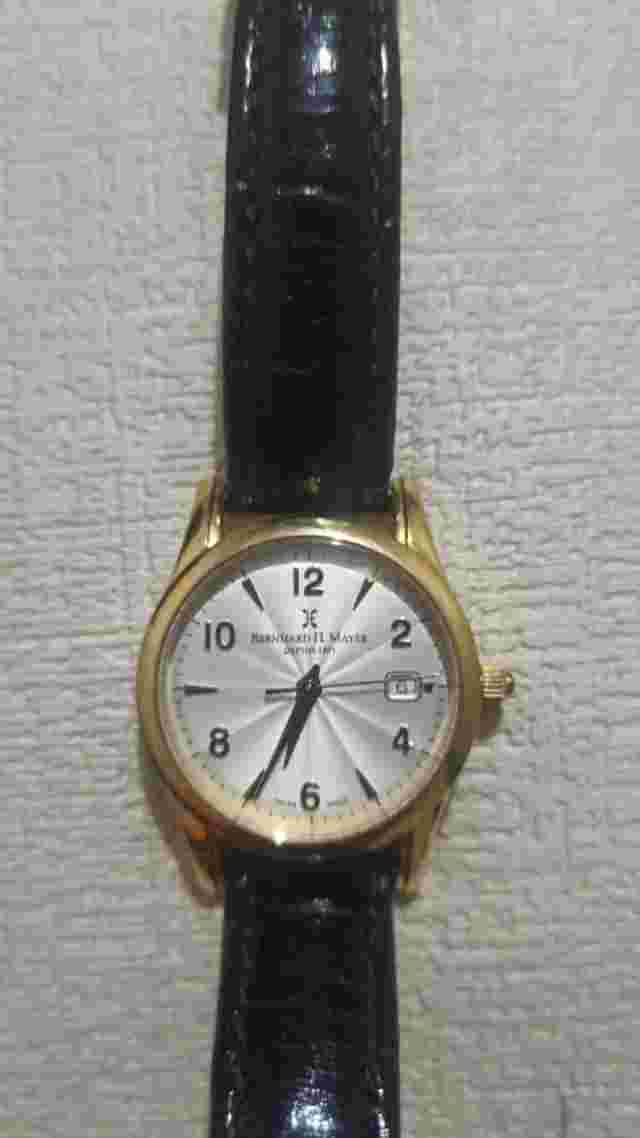 Bernhard H. Mayer Watches. Black Leather Strap watches for Ladies