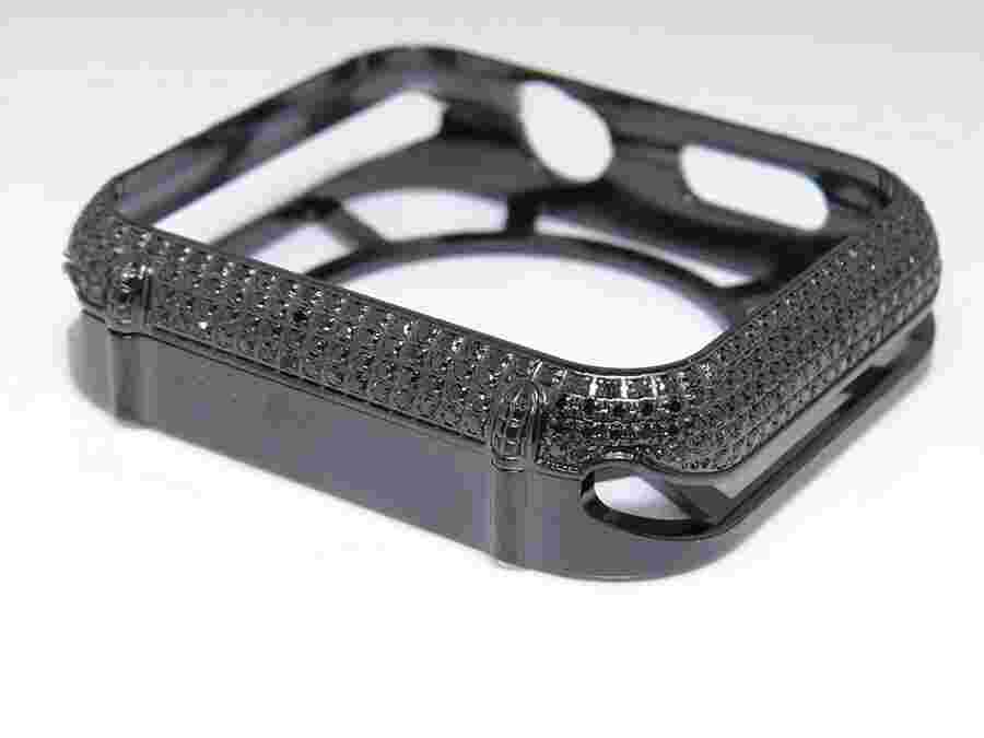Apple I Watch Genuine Black Diamond PVD Watch 42MM Bezel Capsule Case 2.50ct.