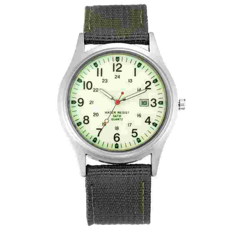 1Pc / Lot Watches for Men Fashion Nylon Band Military Army Sports Date Quartz Wa