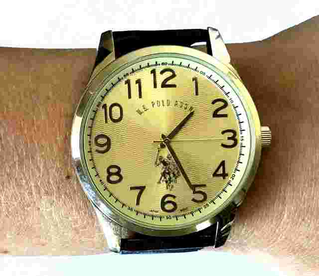 US Polo Quartz SR626SW PC21J Japan Movt Wrist Men's Watch Runs Dark Brown Band