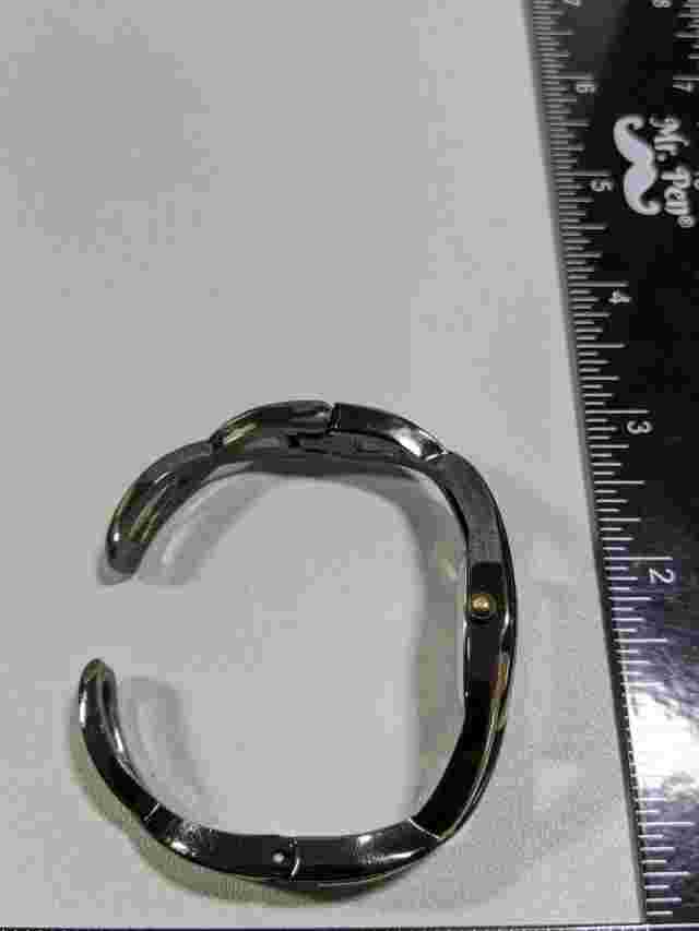Vivani Black Gold Tone Open Cuff Cut Out Hinge Bracelet Band Watch 7 Inch