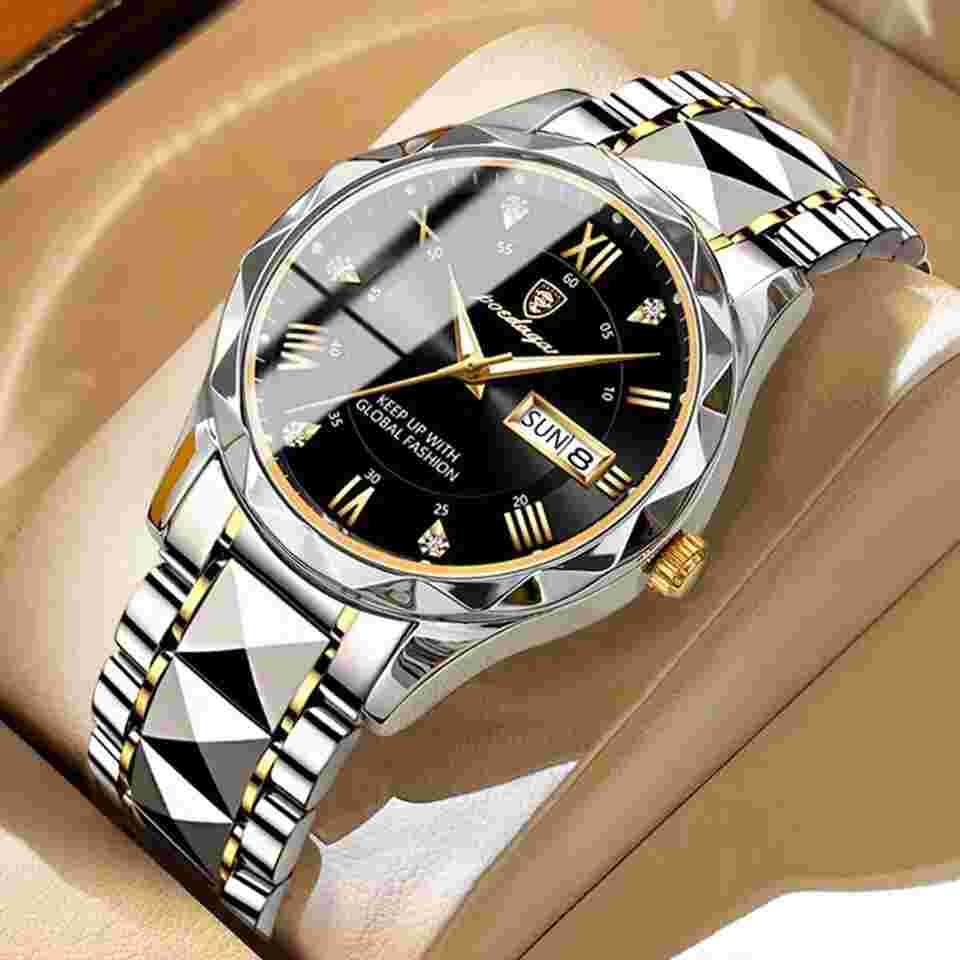 Relojes de Hombre Pulsera de Cuero Piel Inoxidable Reloj Dorado Plateado Azul