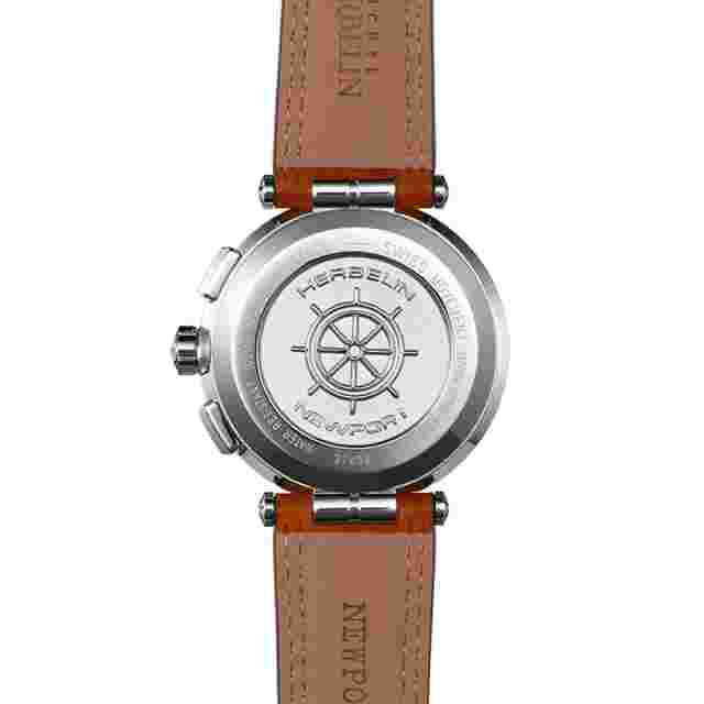 Michel Herbelin Newport 37658AP15GD Mens Leather Strap Chrono Dial Watch 40.5 mm