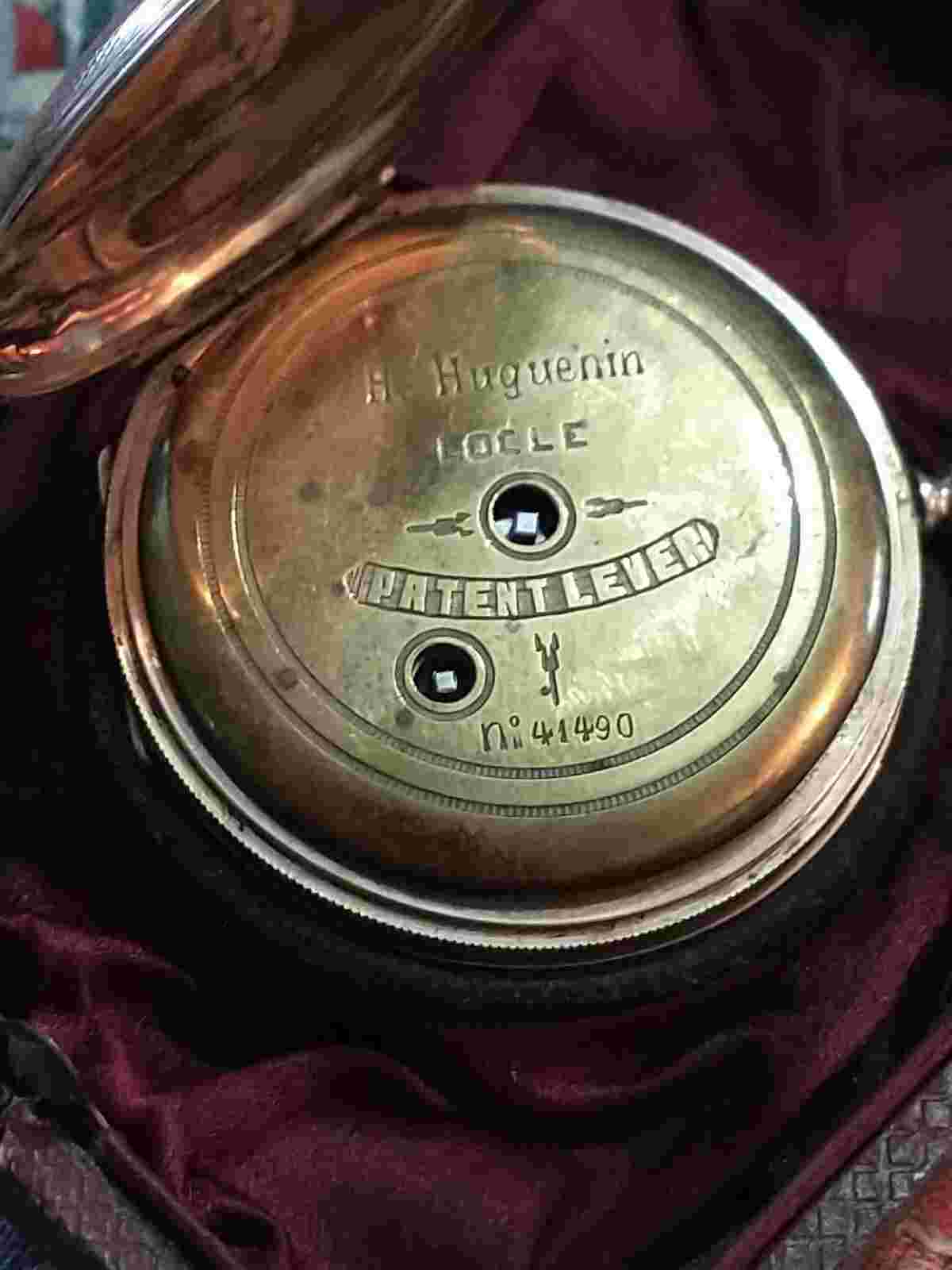 Antique H. Huguenin Key Wind Pocket Watch 8K Gold Case Key Wind Mid 1800s Work's