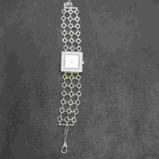 Candie's CAN041A Womens Silver Tone Square Dial Chain Bracelet Band Watch 26mm