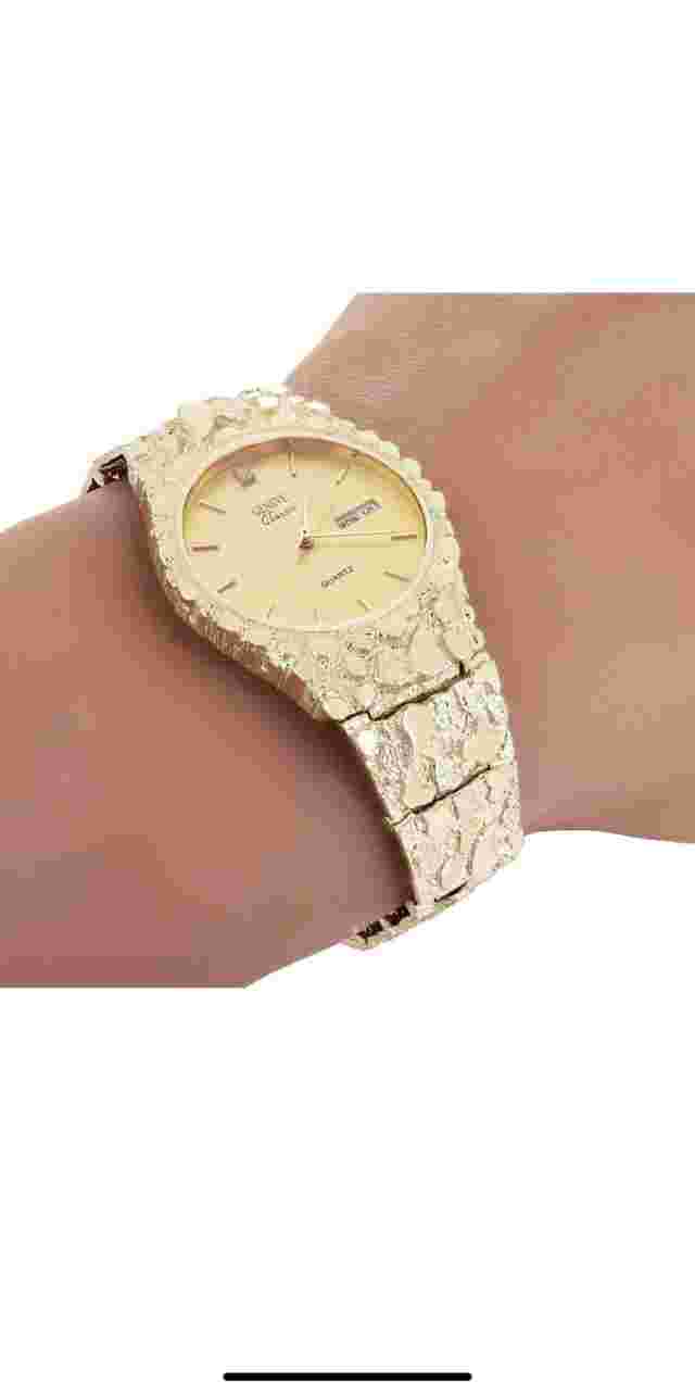 geneve 10k gold nugget watch