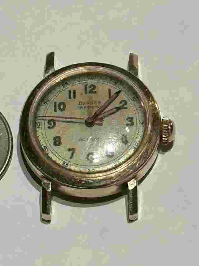 Vintage Banner Precision Wrist Watch 14K Gold Lapwell Case E Leichter Movement