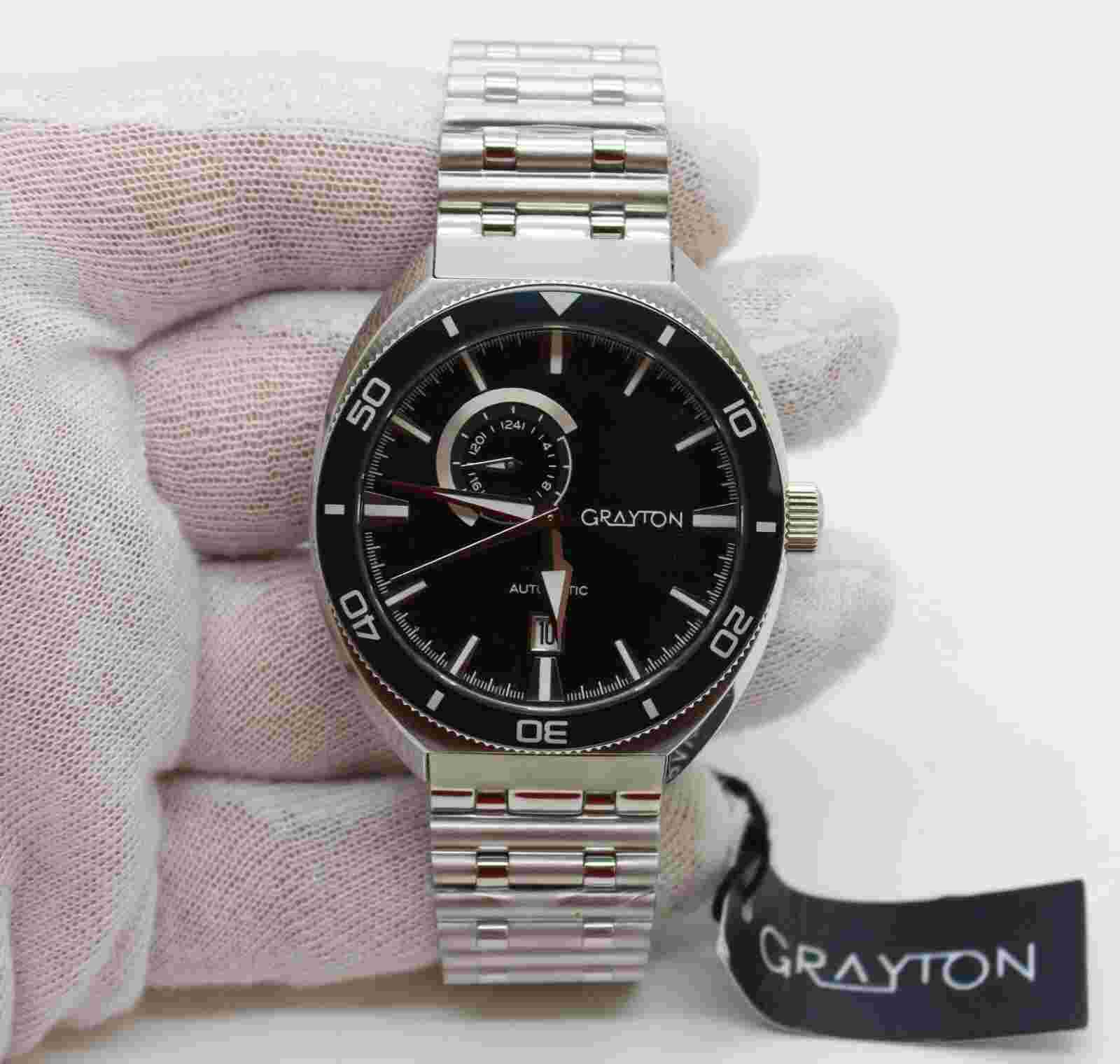 New Grayton Automatic Watch Cushion 24hr Dial 44.5mm W/box Links