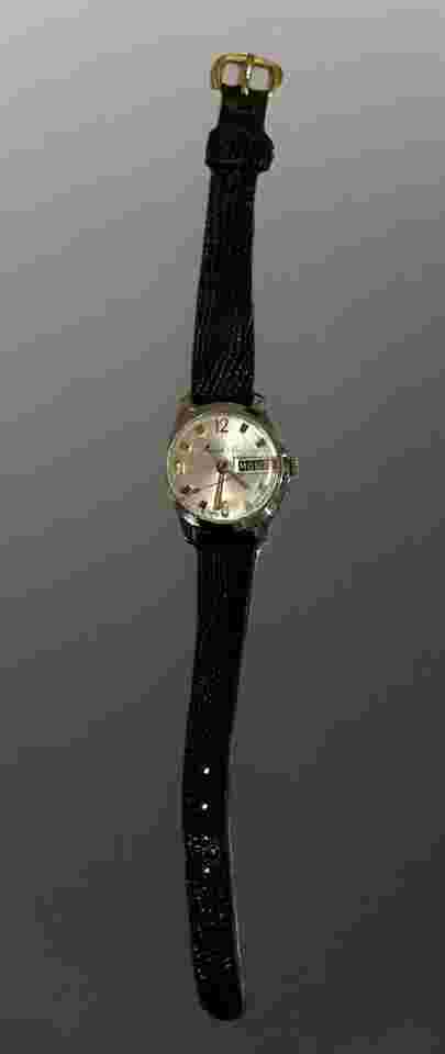 Vintage Marcel Calendar Wristwatch Swiss Genuine Lizard Strap Non Working