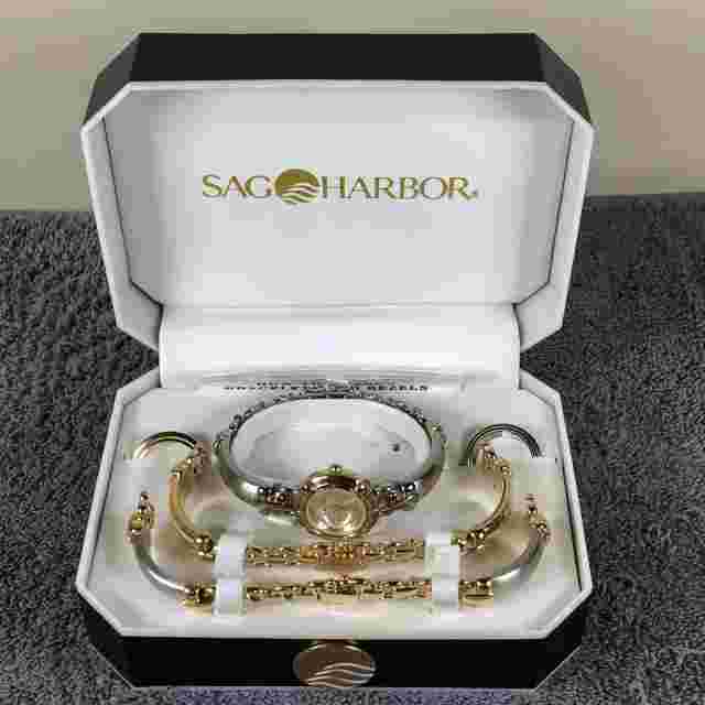 Sag Harbor Women SH3280SET Silver Tone 25mm Quartz Analog Watch 6 1/4"