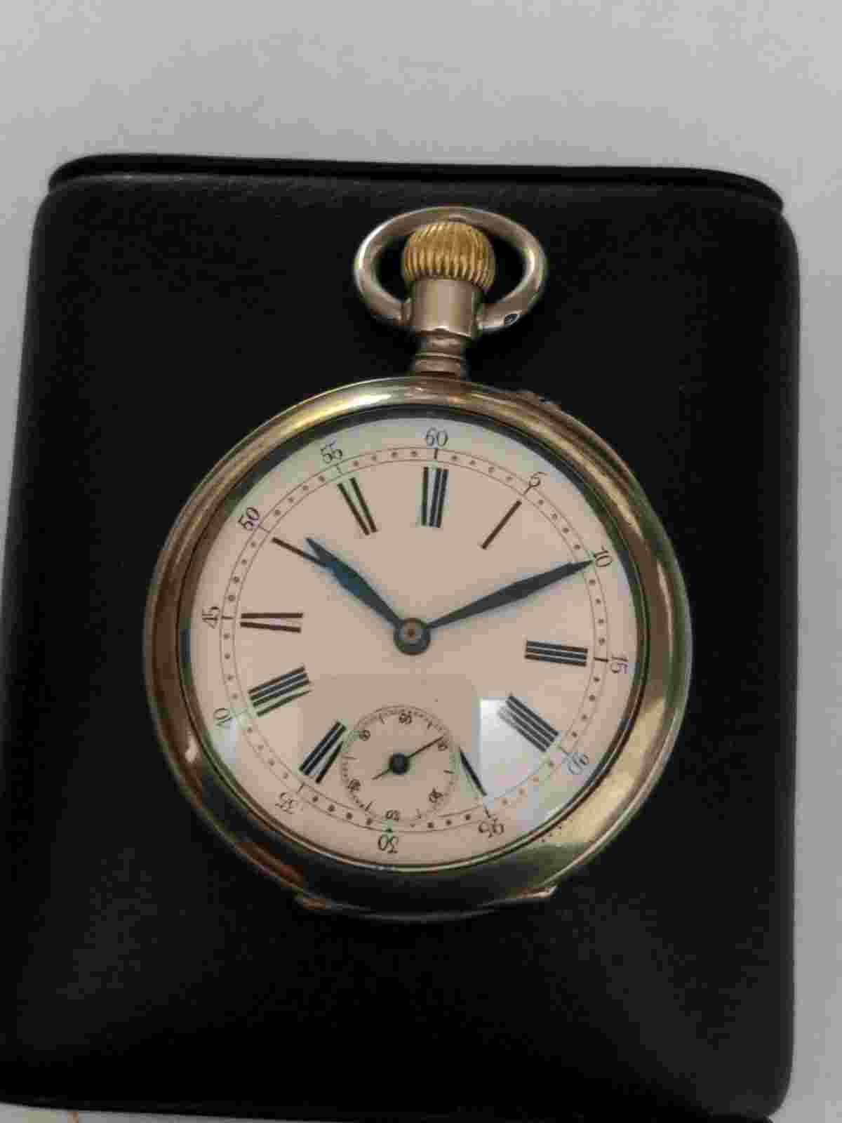 Rare Vintage Crescent Co. Pocket Watch Movement and Case Marked Blued Hands