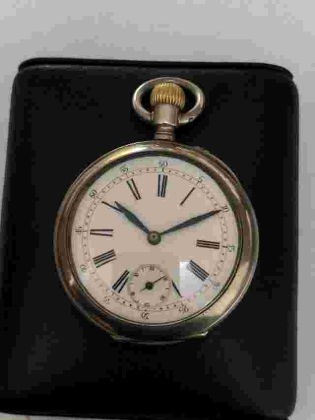 Rare Vintage Crescent Co. Pocket Watch Movement and Case Marked Blued Hands