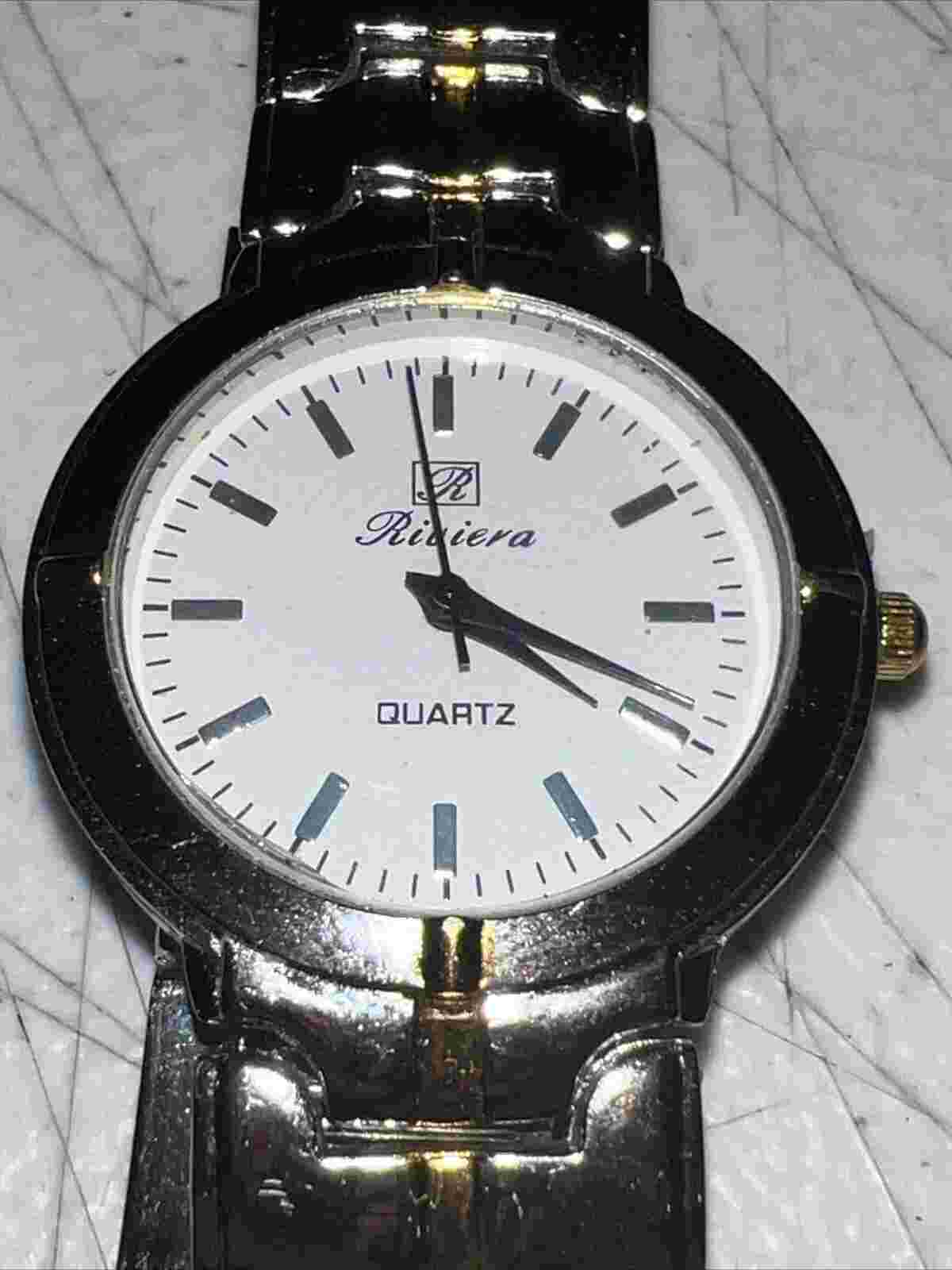 Riviera Women's Quartz Battery Watch Gold Silver Tone Case Band