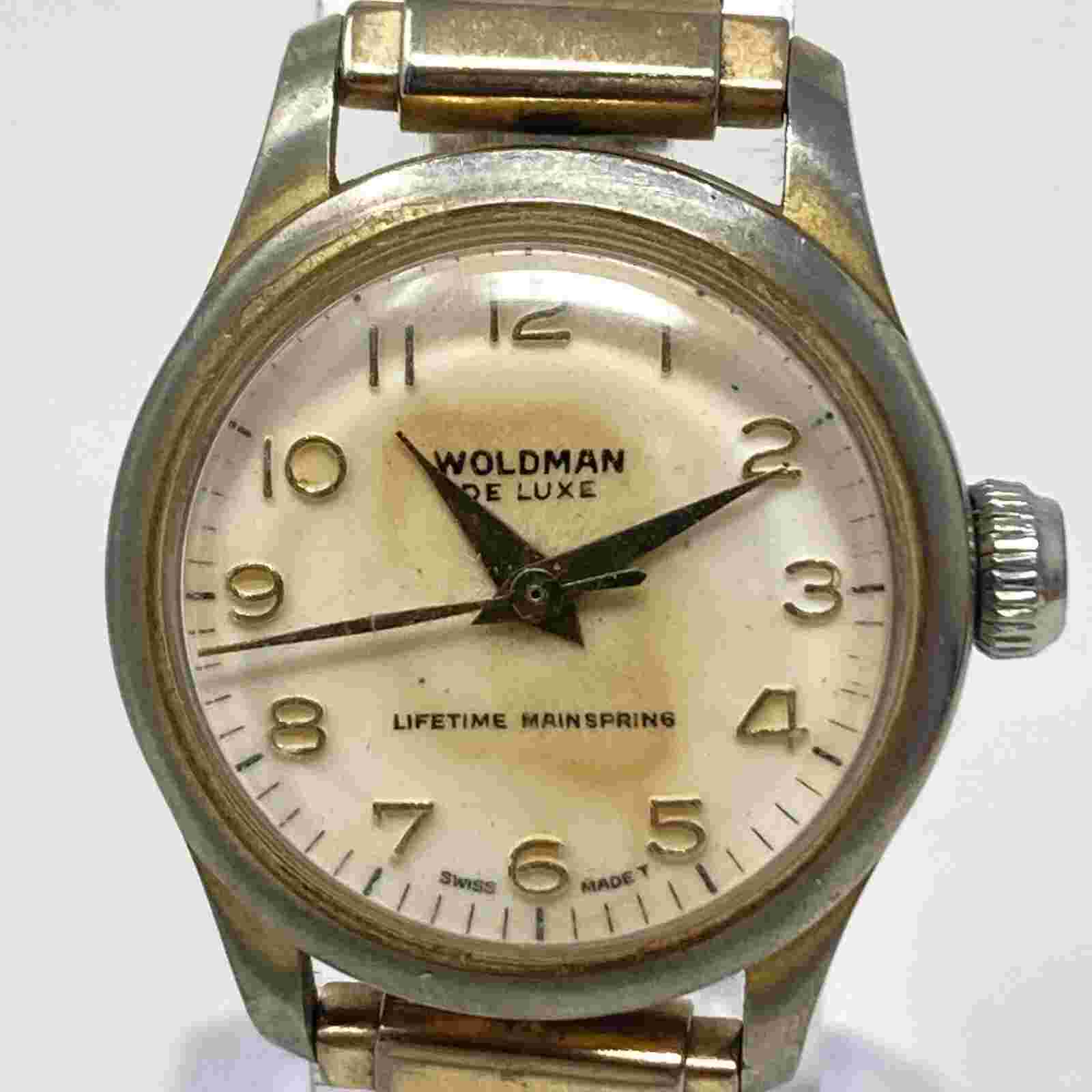 Vtg Woldman De Luxe Watch Women 25mm FOR PARTS REPAIR Swiss Made Manual Wind Up