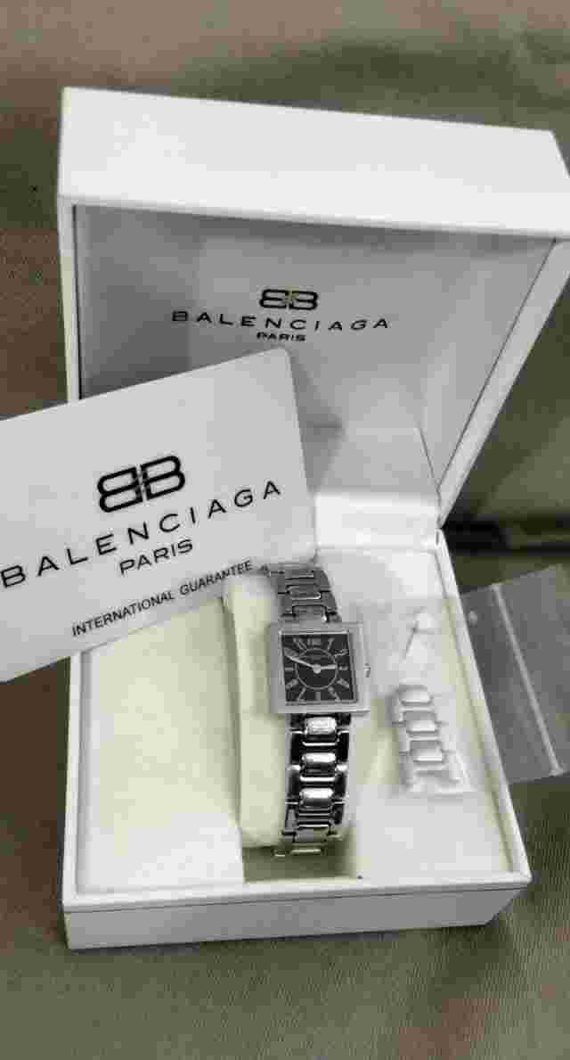 Authentic Balenciaga Woman's Stainless Steel Watch, Original Box, Card, & Links