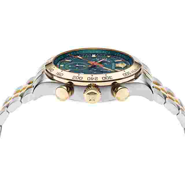 Versace Mens Hellenyium Two Tone 44mm Bracelet Fashion Watch