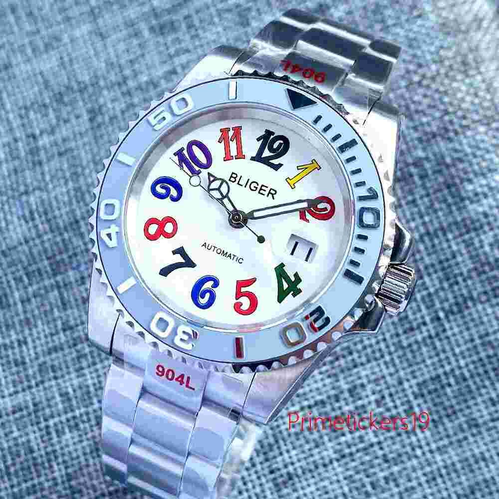 Bliger 40mm PT5000 MIYOTA Automatic Men Watch Multicolored Marks Sapphire Glass
