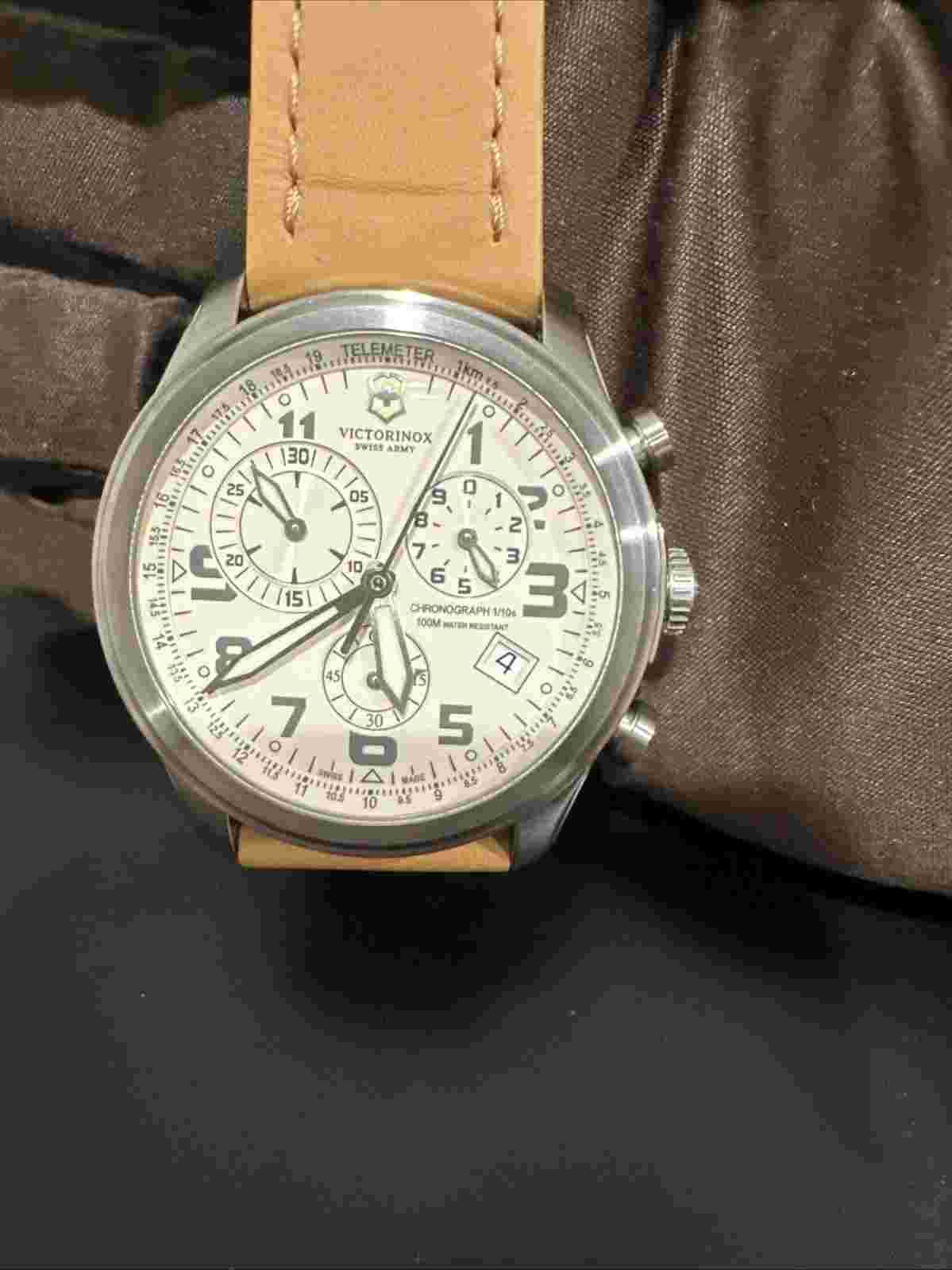 Victorinox Men's 241579 "infantry" Stainless Steel Watch With Beige Leather Band