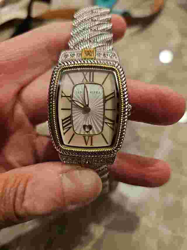 Judith Ripka Stainless Steel Watch! New Battery! Excellent Vintage