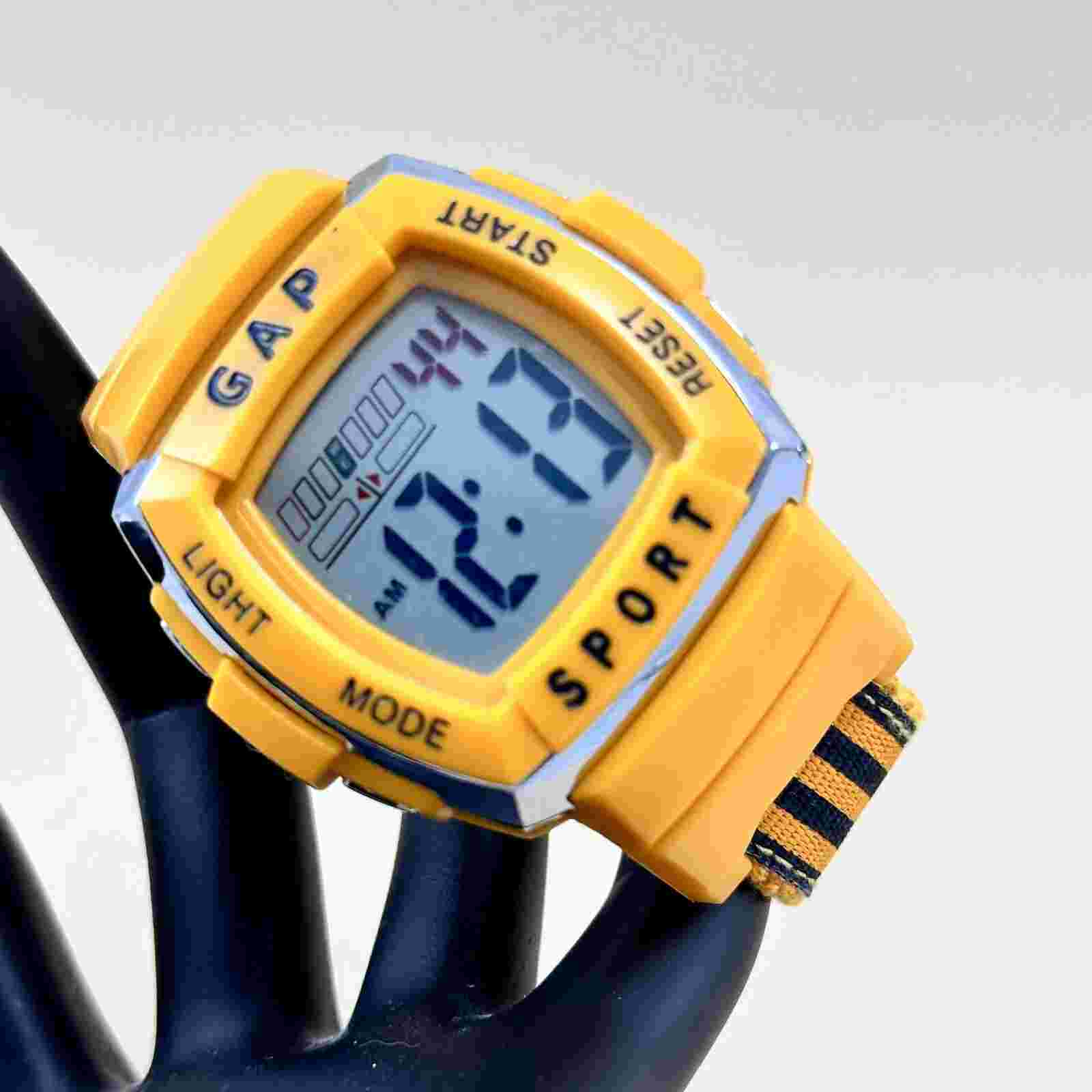 Yellow Orange GAP Sports Watch Black and Yellow Fabric Strap Wristwatch Vintage