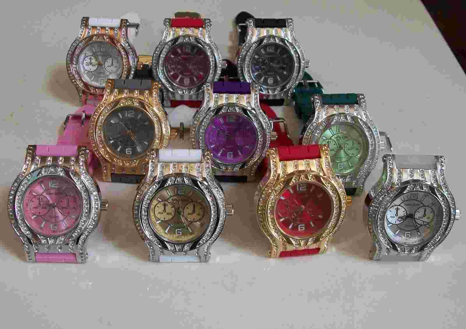 Techno King Fashion Multicolor Silicone Band Bling Women's Casual Fun Watch