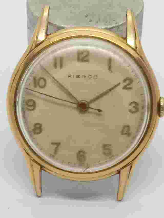 VINTAGE Swiss France PIERCE gold Plated G10 Watch Great Movement Fancy Case