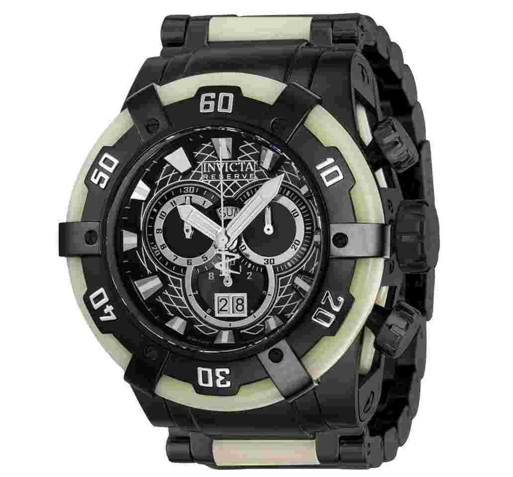 Invicta Reserve Hyperion Mens 53mm LARGE Luminous Black Swiss Chrono Watch 37335