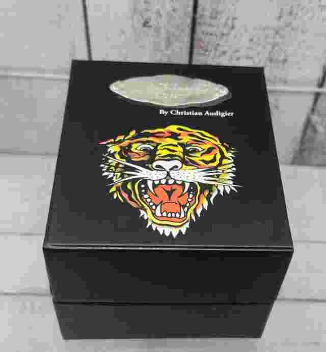 Ed Hardy Men's Black Leather Strap Watch Love Kills Slowly Japan Movt