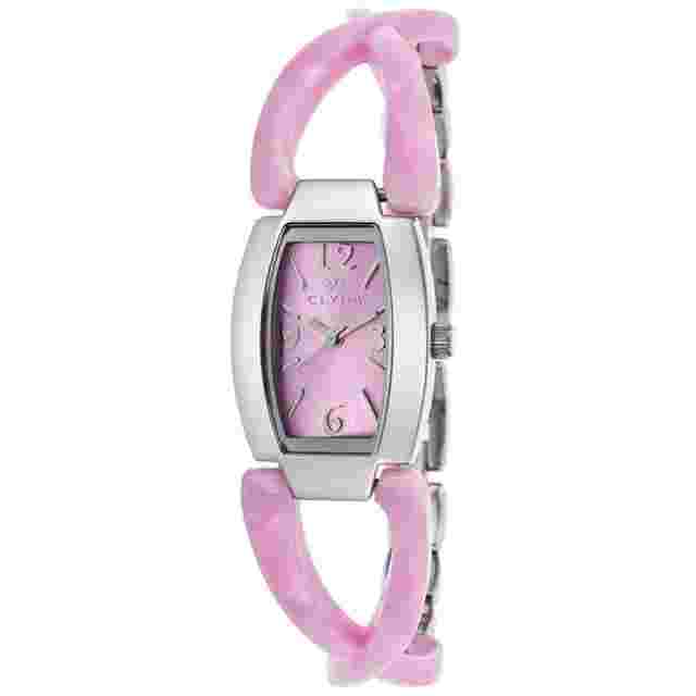 Clyda Women's Silver-Tone Pink Quartz Watch