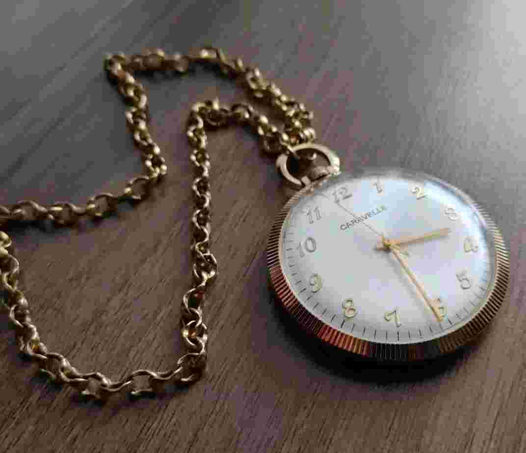 1976 Caravelle Pocket Watch-7 J-Manual Wind-Open Face-Germany-Running Great-EUC