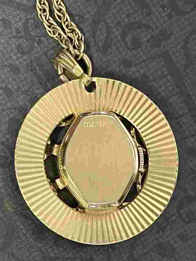 Sovereign Swiss 17J Stem Wind Pendant Watch On 24” GF Necklace Keeping Time
