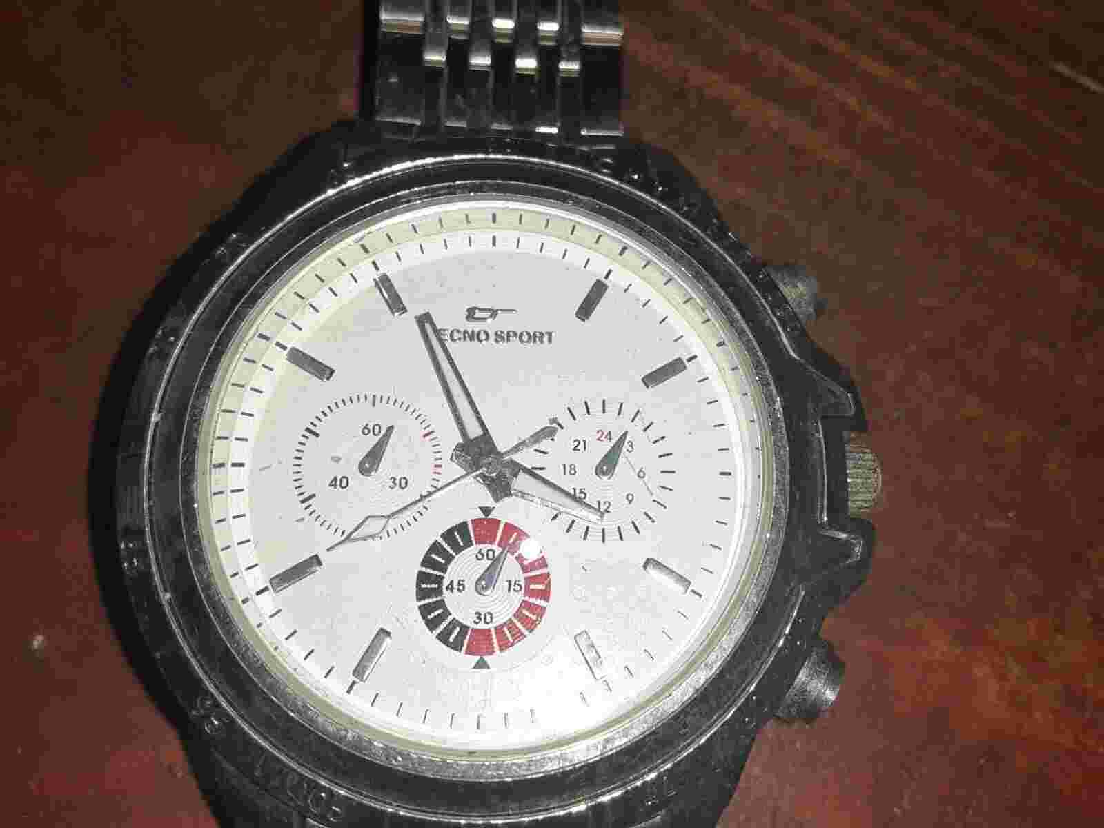 Techno Sport  White Face with Silver Metal Band Pre owned Good condition