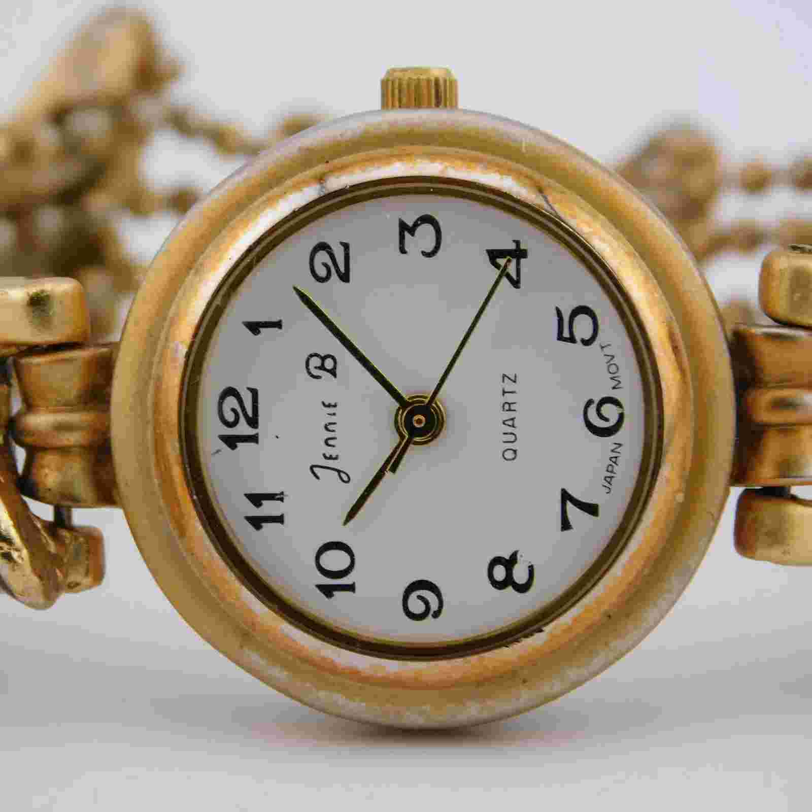 Jennie B Gold Tone Quartz Analog Women's Watch Sz. 6 1/2" New Battery