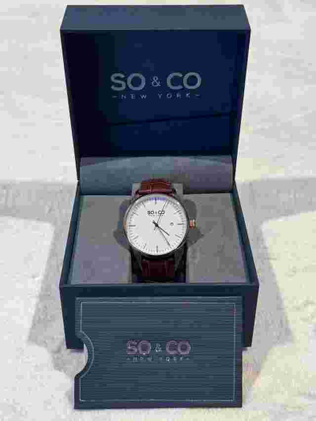 SO & CO NEW YORK Madison 5521  40mm Watch Brown Leather Strap/Rose Gold Case