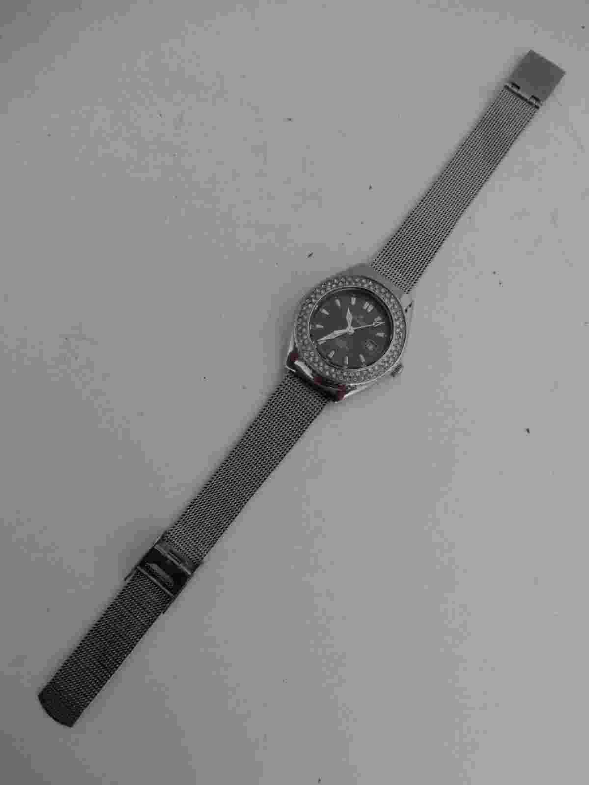 Visage Women Stainless Rhinestone Pave Bezel Quartz Water Resistant Watch