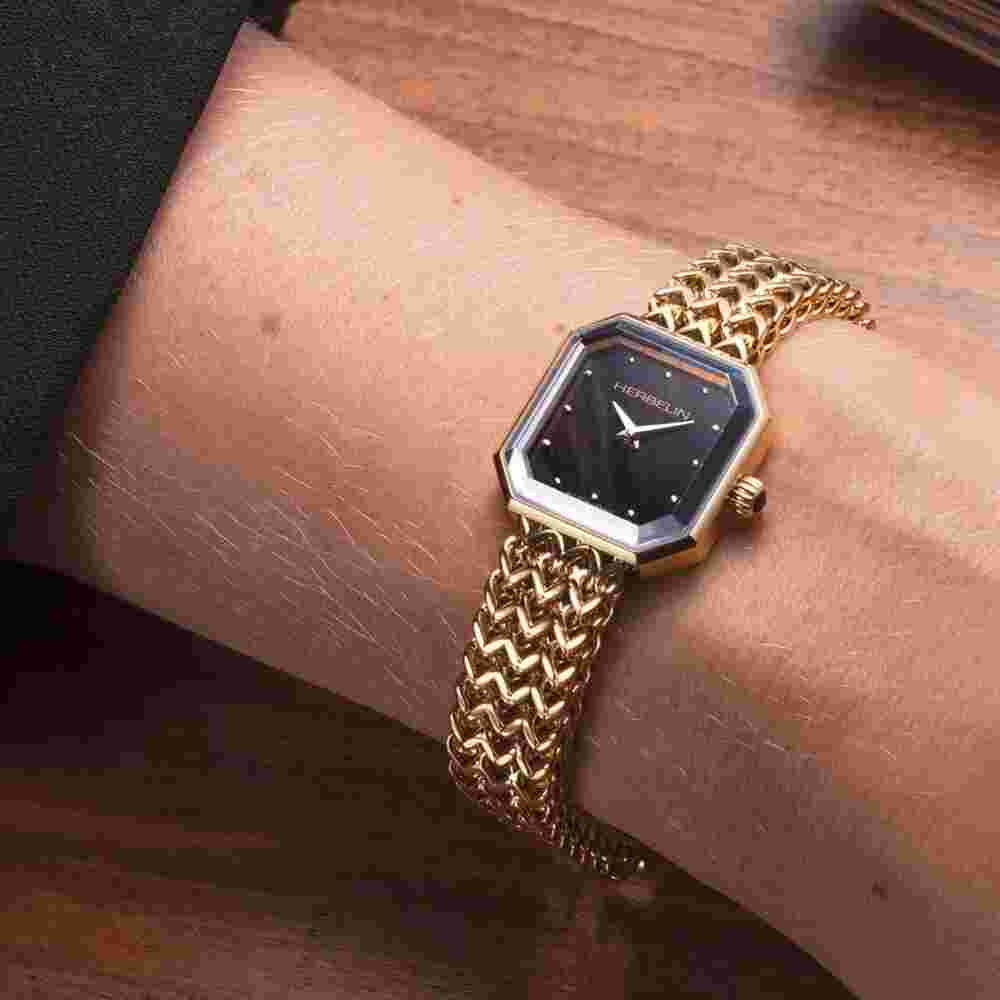 Michel Herbelin Octogone 17436BP49 Women Stainless Steel Strap Gold Plated Watch