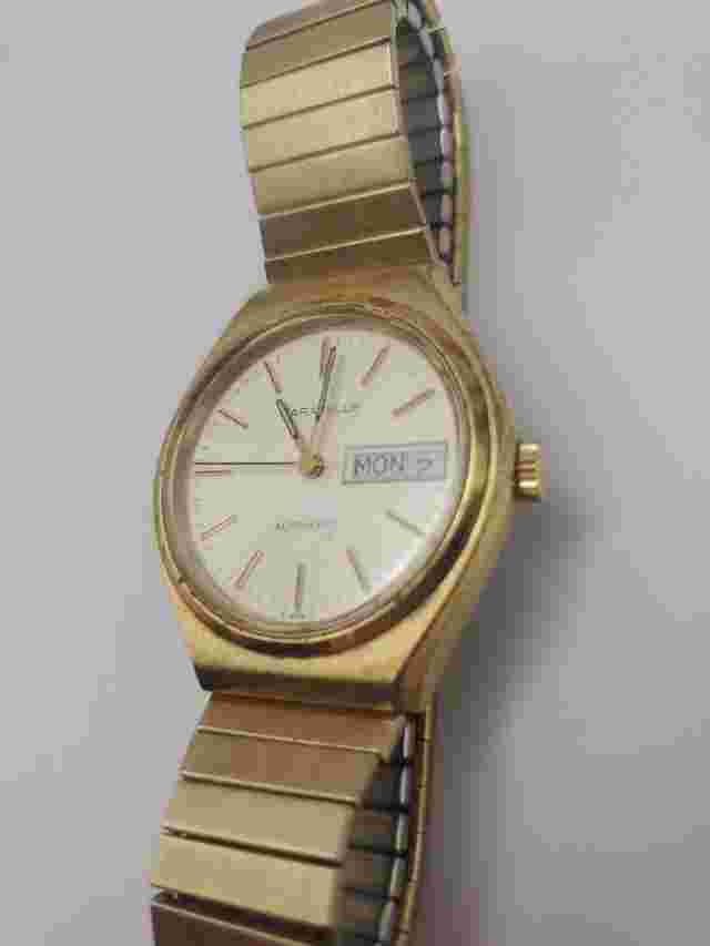 Caravelle Bulova Mens Automatic Watch 1453.50-PO Day-Date QS Luminous Hands Runs