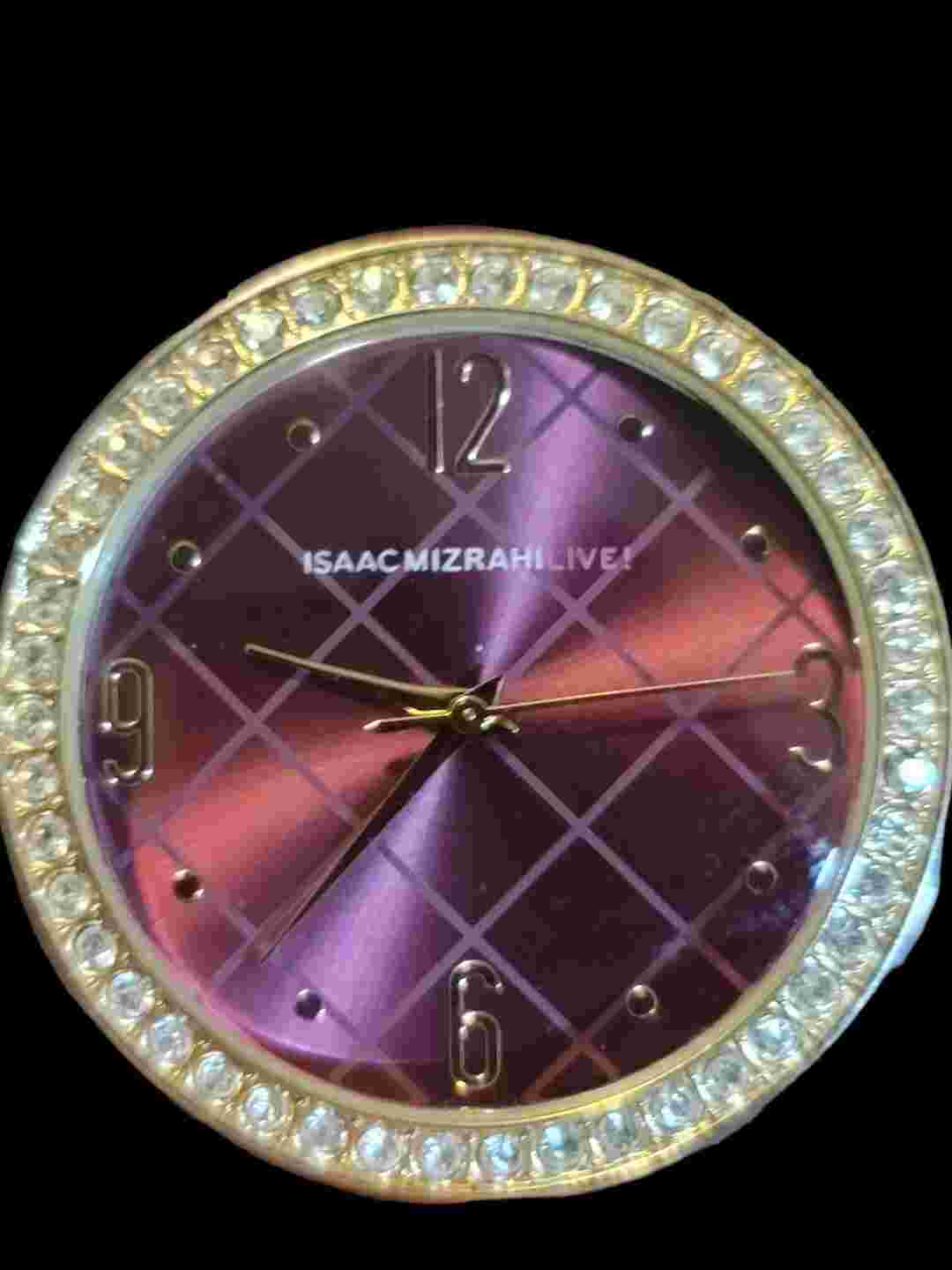Ladies IMZ765 Isaac Mizrahi Live Purple Velvet Stud Watch Runs Great