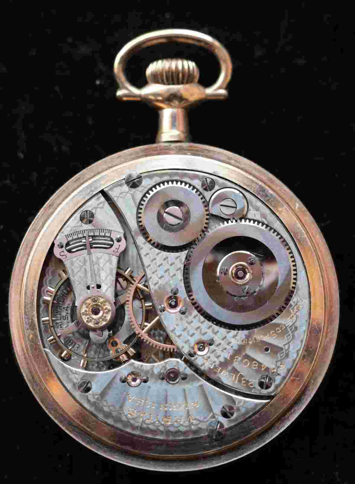 KAPPYS ELGIN VERITAS  23J 16 SIZE UP-DOWN INDICATER RAILROAD POCKET WATCH RUNS