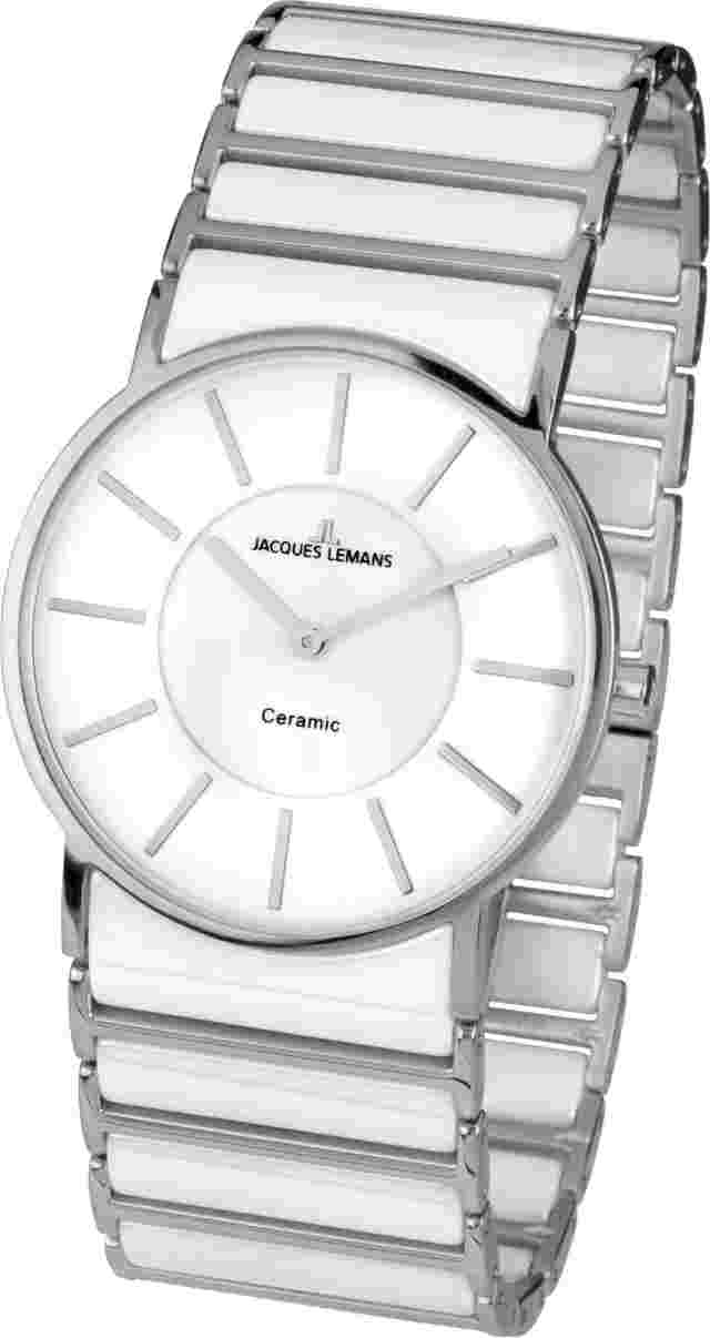 RARE LADY'S Jacques Lemans 1-1649E WHITE Ceramic  YORK  NEW